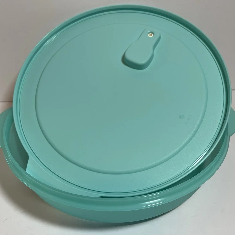 Tupperware Crystal Wave Plus #3284C Divided Container Dish w/ Lid Teal Blue Nice